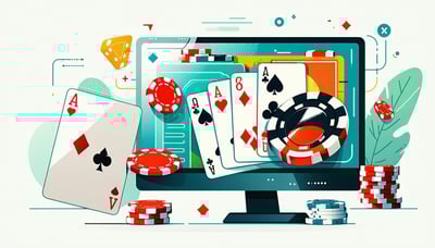 Newsletter illustration featuring online gaming and casino elements